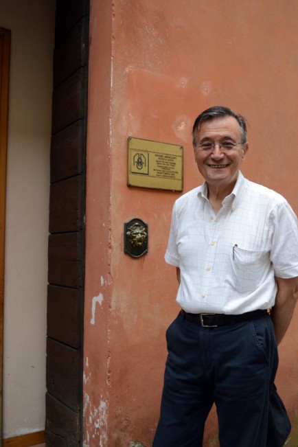 Giuseppe Aguzzi outside his studio.