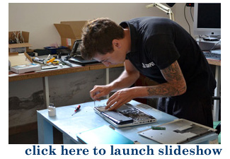 Davide working on a laptop